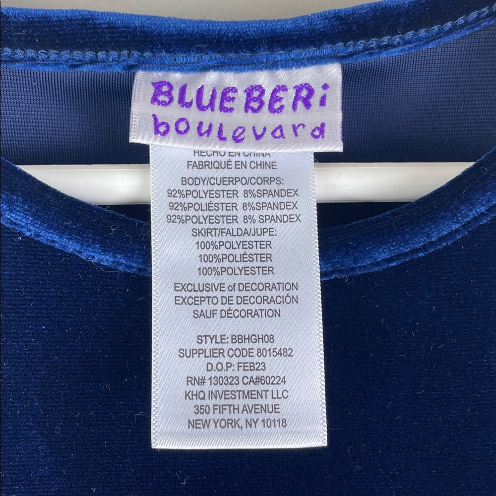 Blueberi Boulevard Blue Velvet Dress Sparkle Skirt - Picture 8 of 11